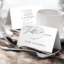 Elegant Swirl Script Wedding Foldable Place Card Kaart