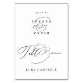 Elegant Swirl Script Wedding Foldable Place Card Kaart (Voorkant)