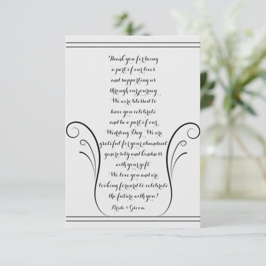 Elegant Swirl Weddenschap Hartelijk dank Bedankkaart (Staand voorkant)