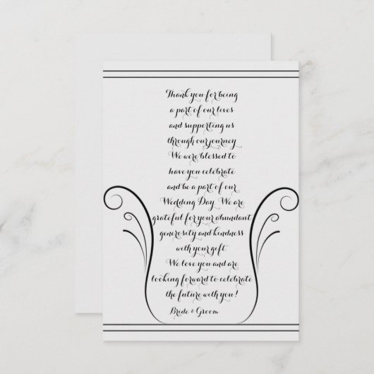 Elegant Swirl Weddenschap Hartelijk dank Bedankkaart (Voorkant / Achterkant)