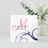 Elegant Swirl Wedding Invitation 2 marineroze Whit Kaart (Staand voorkant)