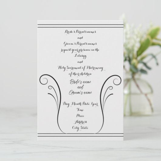 Elegant Swirl Wedding Invitation Bedankkaart (Staand voorkant)