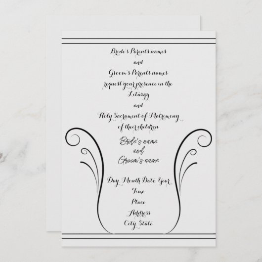 Elegant Swirl Wedding Invitation Bedankkaart (Voorkant / Achterkant)