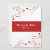 Elegant Swirl Wedding Invitations:rood en ivoor Kaart (Voorkant)