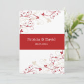 Elegant Swirl Wedding Invitations:rood en ivoor Kaart (Staand voorkant)
