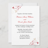Elegant Swirl Wedding Invitations:rood en ivoor Kaart (Achterkant)