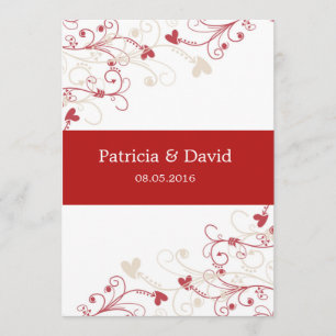 Elegant Swirl Wedding Invitations:rood en ivoor Kaart