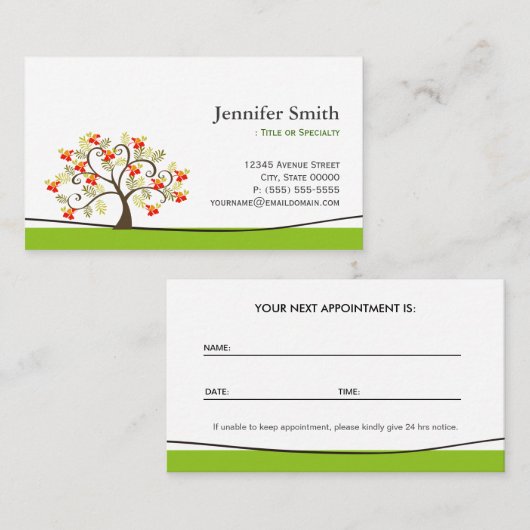 Elegant Swirl Wish Tree symbool - Afspraak Afsprakenkaartje (Voorkant / Achterkant)