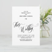 Elegant Swirling Calligrafie hun bruiloft simpel Kaart (Staand voorkant)
