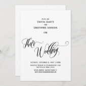 Elegant Swirling Calligrafie hun bruiloft simpel Kaart (Voorkant / Achterkant)