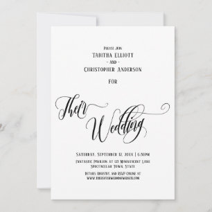 Elegant Swirling Calligrafie hun bruiloft simpel Kaart