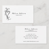 Elegant Swirling Heart Black en White Visitekaartje (Voorkant / Achterkant)
