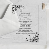 Elegant Swirls Black & White Engagement Party Acryl Uitnodigingen