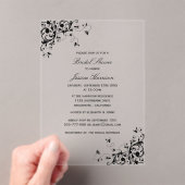 Elegant Swirls Black & White Vrijgezellenfeest Acryl Uitnodigingen (Insitu (Draagbaar))