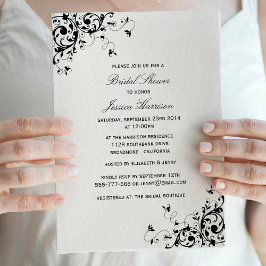 Elegant Swirls Black & White Vrijgezellenfeest Kaart