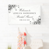 Elegant Swirls Black & White Vrijgezellenfeest Spandoek (Insitu)