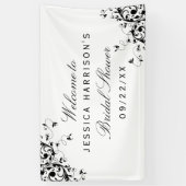 Elegant Swirls Black & White Vrijgezellenfeest Spandoek (Verticaal)