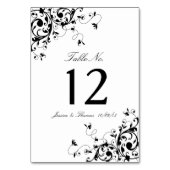 Elegant Swirls Black & White Weddenbank Number Kaart (Achterkant)