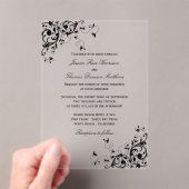 Elegant Swirls Black & White Wedding Acryl Uitnodigingen (Insitu (Draagbaar))
