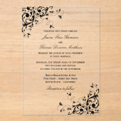 Elegant Swirls Black & White Wedding Acryl Uitnodigingen (Voorkant)
