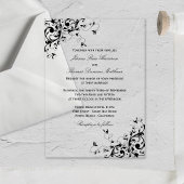 Elegant Swirls Black & White Wedding Acryl Uitnodigingen