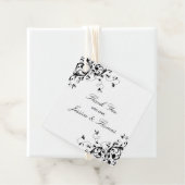 Elegant Swirls Black & White Wedding Bedankjes Labels (In situ)