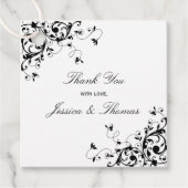Elegant Swirls Black & White Wedding Bedankjes Labels (Voorkant)