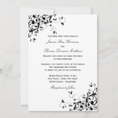 Elegant Swirls Black & White Wedding Invitations Kaart (Voorkant)