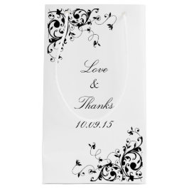 Elegant Swirls Black & White Wedding Klein Cadeauzakje