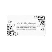 Elegant Swirls Black & White Wedding Labels (Voorkant)