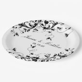 Elegant Swirls Black & White Wedding Papieren Bordje (Gekanteld)