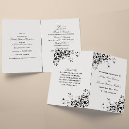Elegant Swirls Black & White Wedding Program