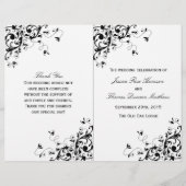 Elegant Swirls Black & White Wedding Program (Voorkant)