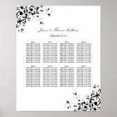 Elegant Swirls Black & White Wedding Seding Chart Poster (Voorkant)
