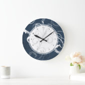 Elegant Swirls Blue Blauwgroen Grote Klok (Huis)