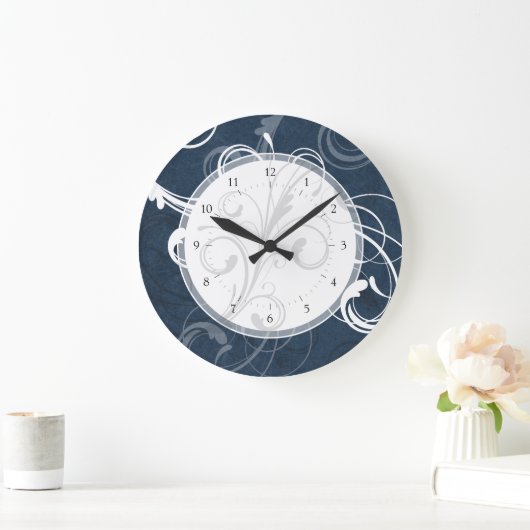 Elegant Swirls Blue Blauwgroen Grote Klok (Huis)