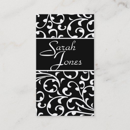 Elegant Swirls Damask Custom Visitekaartjes (Voorkant)