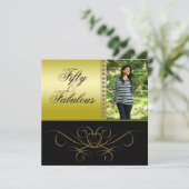 Elegant Swirls & Diamond Fabulous 50 Photo Women's Kaart (Staand voorkant)