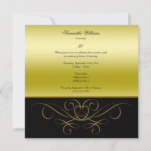 Elegant Swirls & Diamond Fabulous 50 Photo Women's Kaart (Achterkant)