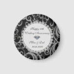 Elegant Swirls Diamonds 10e Jubileum S Magneet<br><div class="desc">Elegant Silver zwaait de 10e trouwdag versiering.</div>