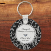 Elegant Swirls Diamonds 10th Wedding Jubileum Sleutelhanger (Voorkant)