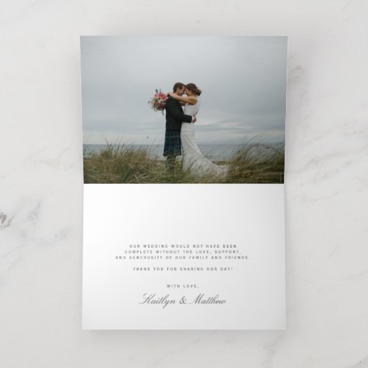 Elegant Swirls Foto bruiloft Hartelijk dank Folie Wenskaart (Binnenlaag)