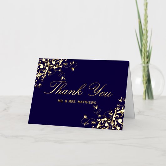 Elegant Swirls Foto bruiloft Hartelijk dank Folie Wenskaart (Voorkant)