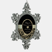 Elegant Swirls Gold 10th Wedding Jubileum Tin Sneeuwvlok Ornament (Links)