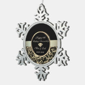 Elegant Swirls Gold 10th Wedding Jubileum Tin Sneeuwvlok Ornament (Rechts)