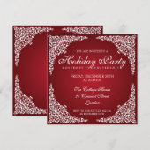 Elegant  Swirls Holiday Party Red Kaart (Voorkant / Achterkant)