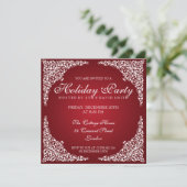 Elegant  Swirls Holiday Party Red Kaart (Staand voorkant)