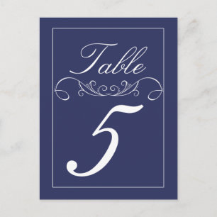 Elegant Swirls marine Wedding Table Number Kards Briefkaart