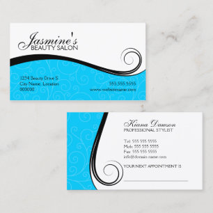 Elegant Swirls Salon Aqua Blue Afsprakenkaartje