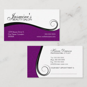 Elegant Swirls Salon Paars Afsprakenkaartje